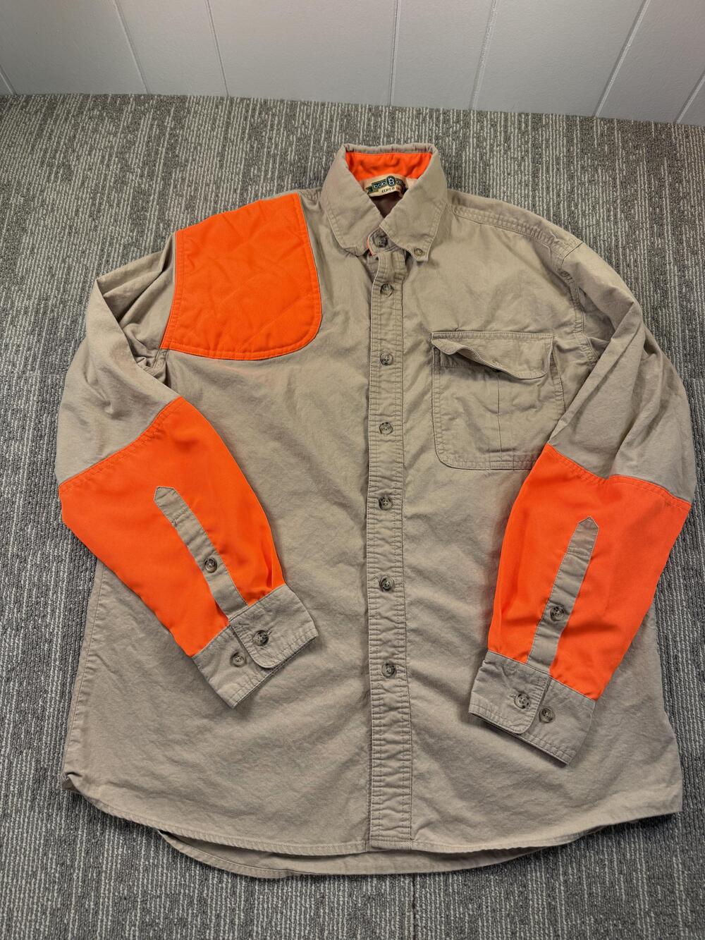 Bob Allen Shirt Mens Medium Orange Long Sleeve Hunting Button Up Quilted
